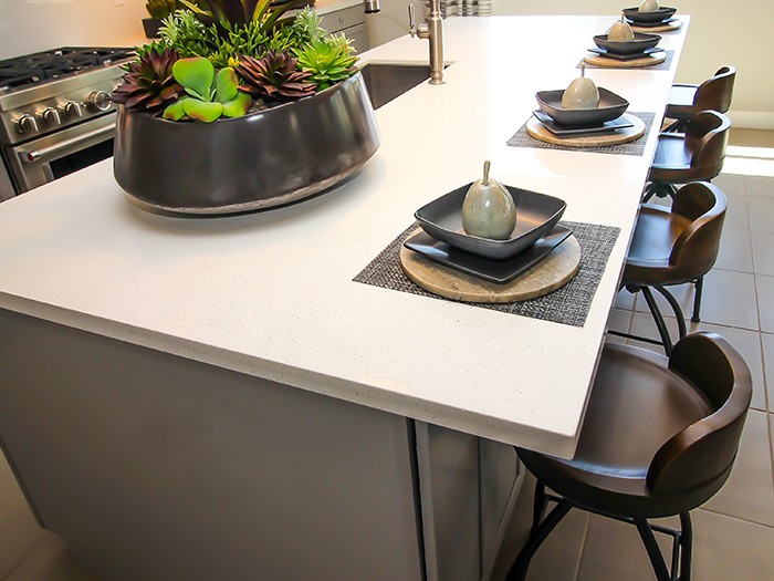 Kitchen island with bar stool seating.